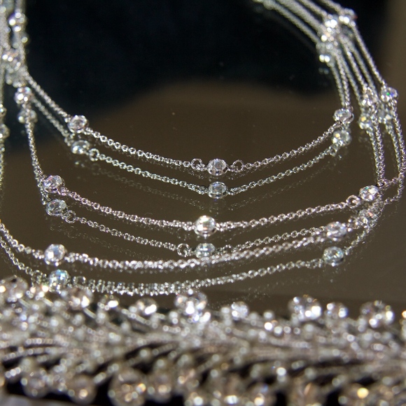 Triple lines sits perfectly White Topaz Necklace - Picture 3 of 4